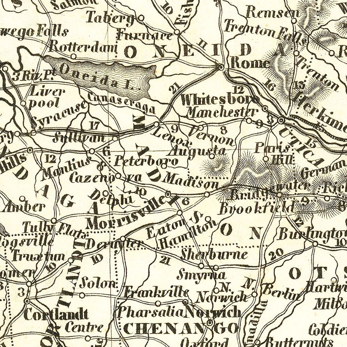 Restored historic details from the 1844 state map of County, New York