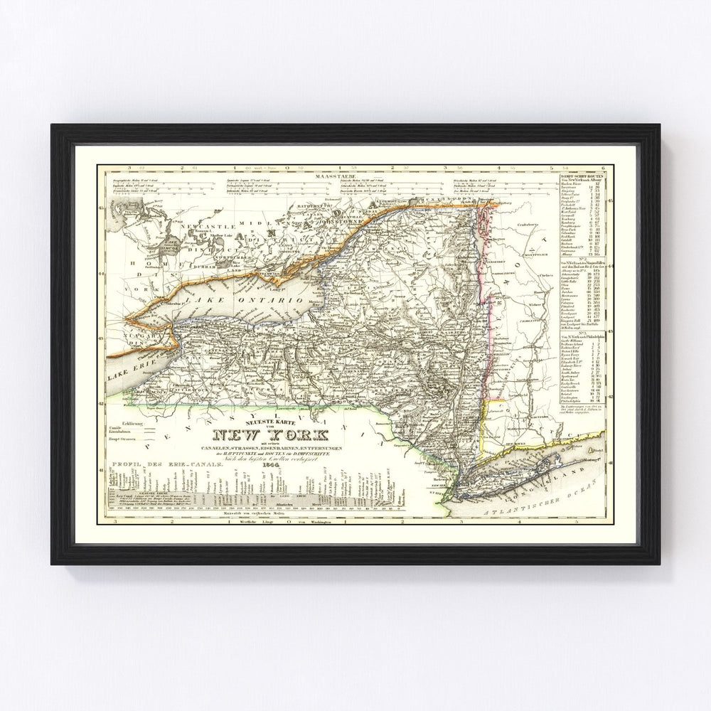 New York Vintage Map 1844