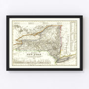 New York Vintage Map 1844