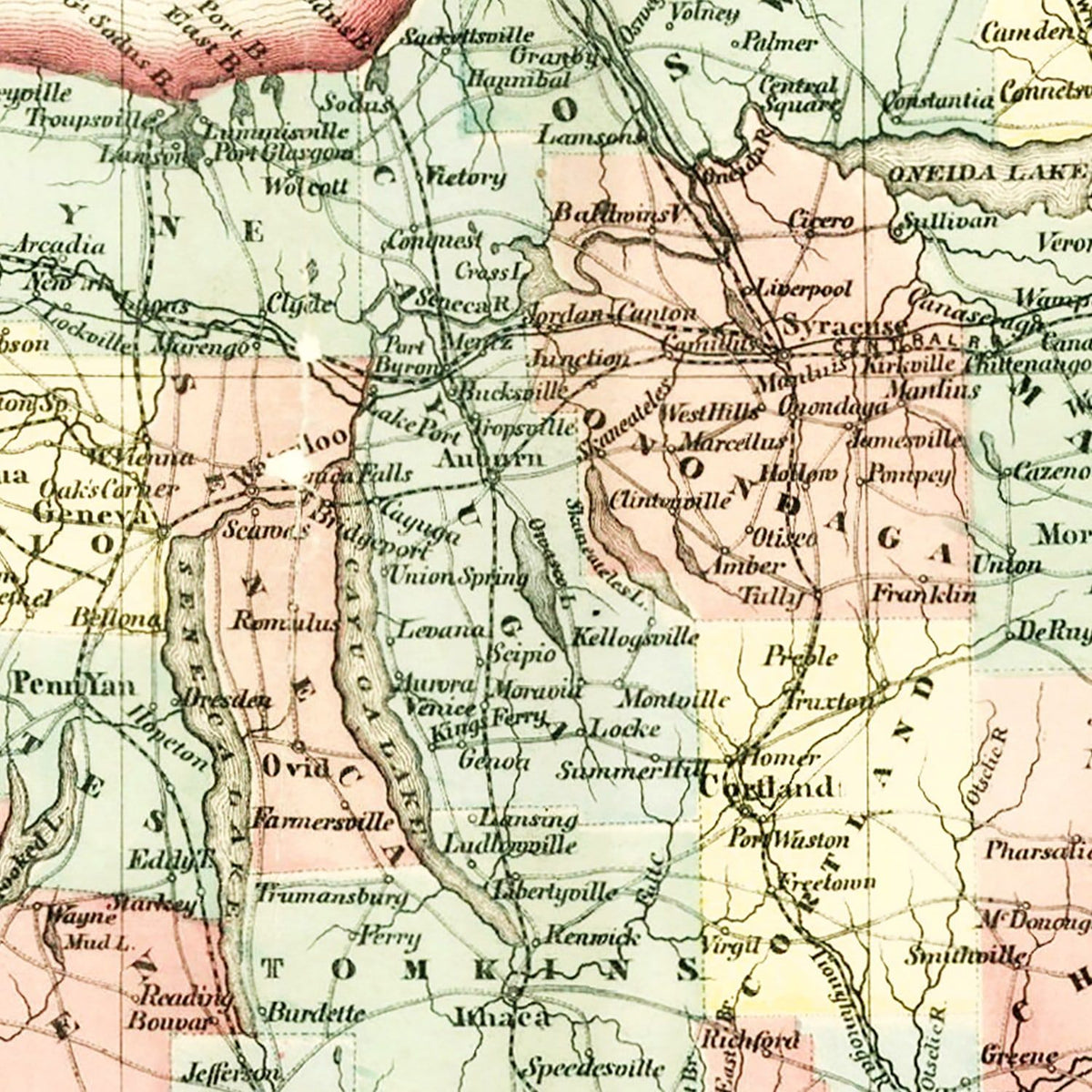 Restored historic details from the 1854 state map of County, New York