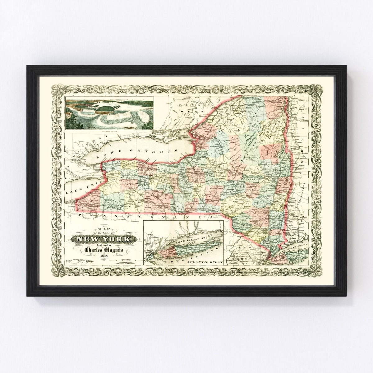 New York Vintage Map 1854