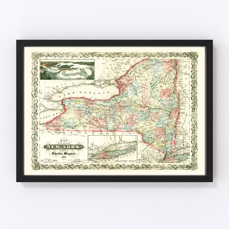 New York Vintage Map 1854