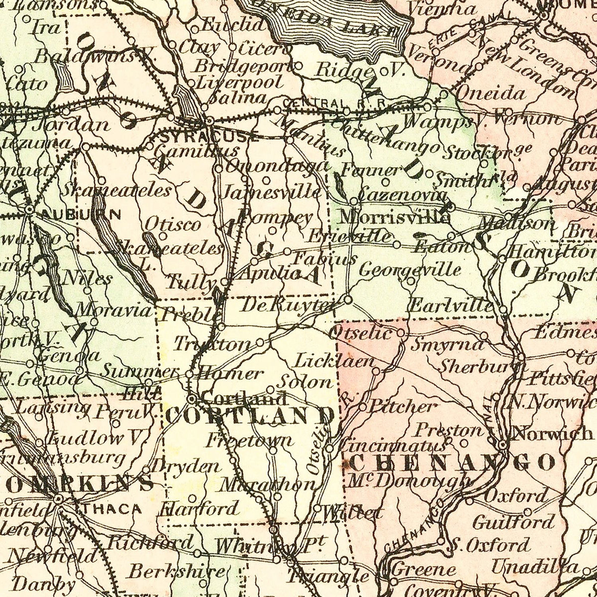 Restored historic details from the 1855 state map of County, New York