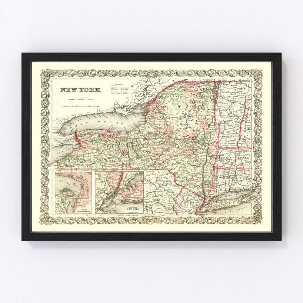 New York Vintage Map 1855