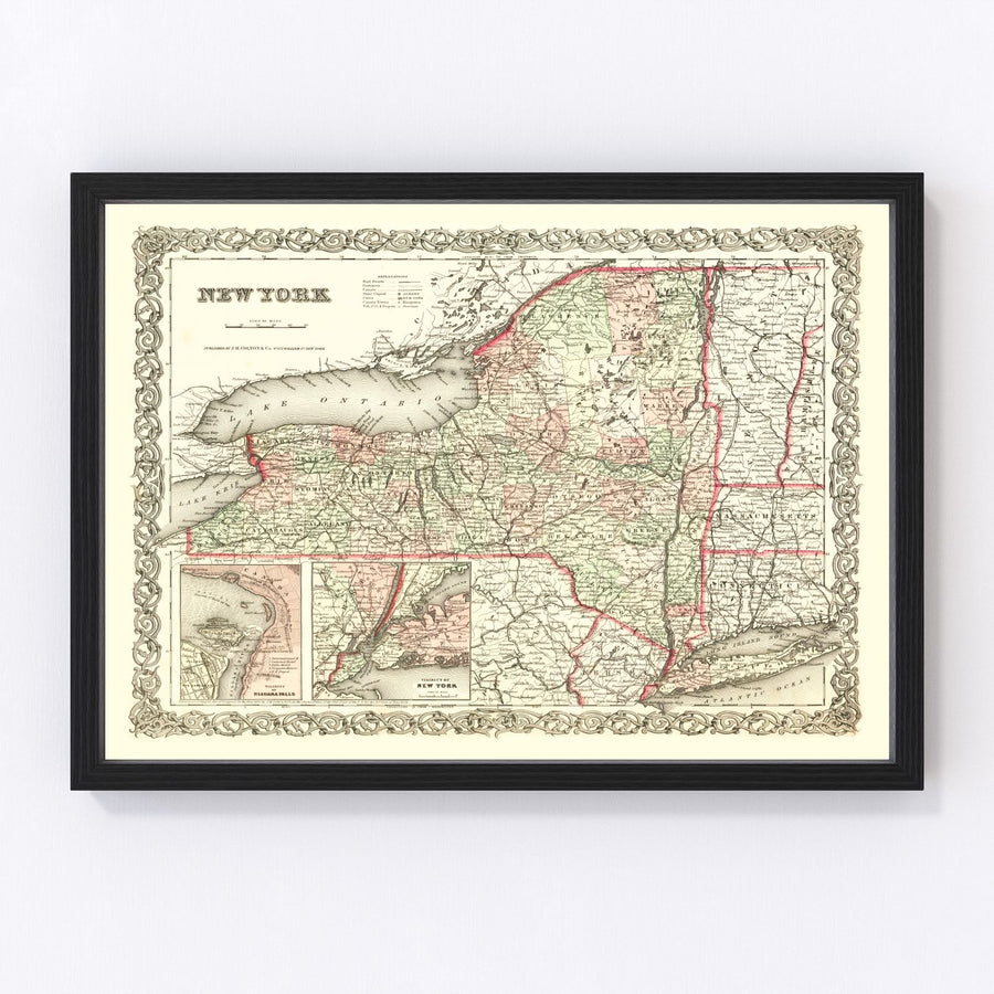 New York Vintage Map 1855