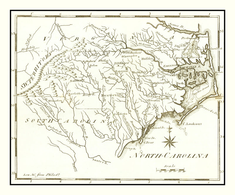 Size comparison using Vintage Map of North Carolina 1795