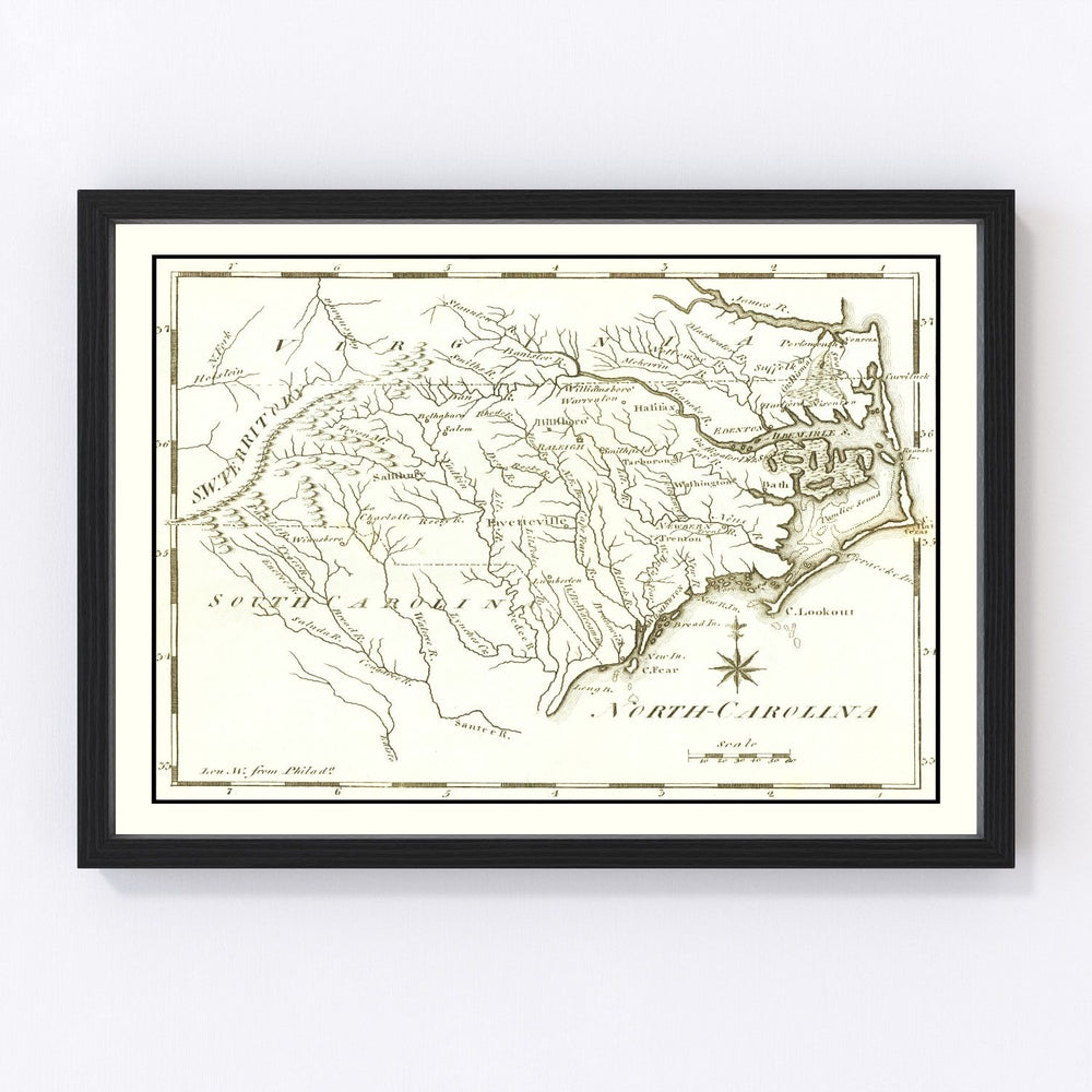 North Carolina Vintage Map 1795