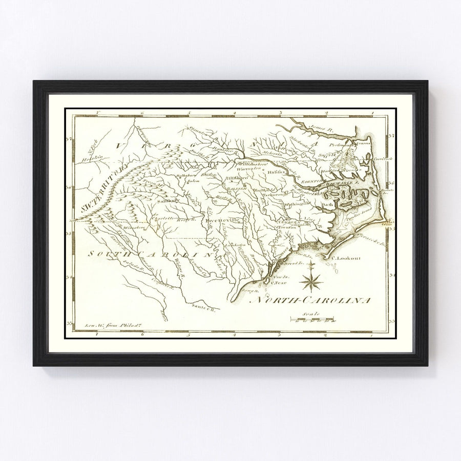 Vintage Map of North Carolina 1795