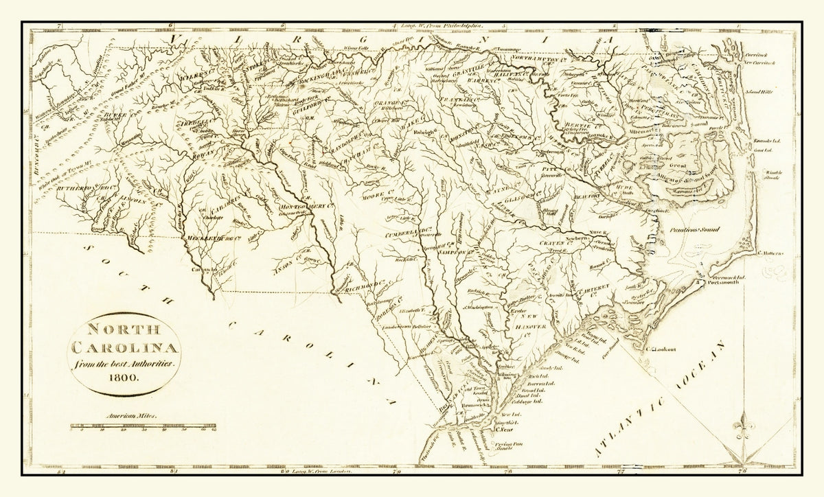 Preview of Vintage Map of North Carolina 1800
