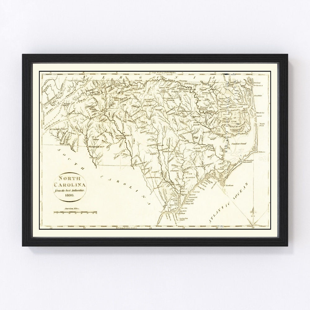 North Carolina Vintage Map 1800