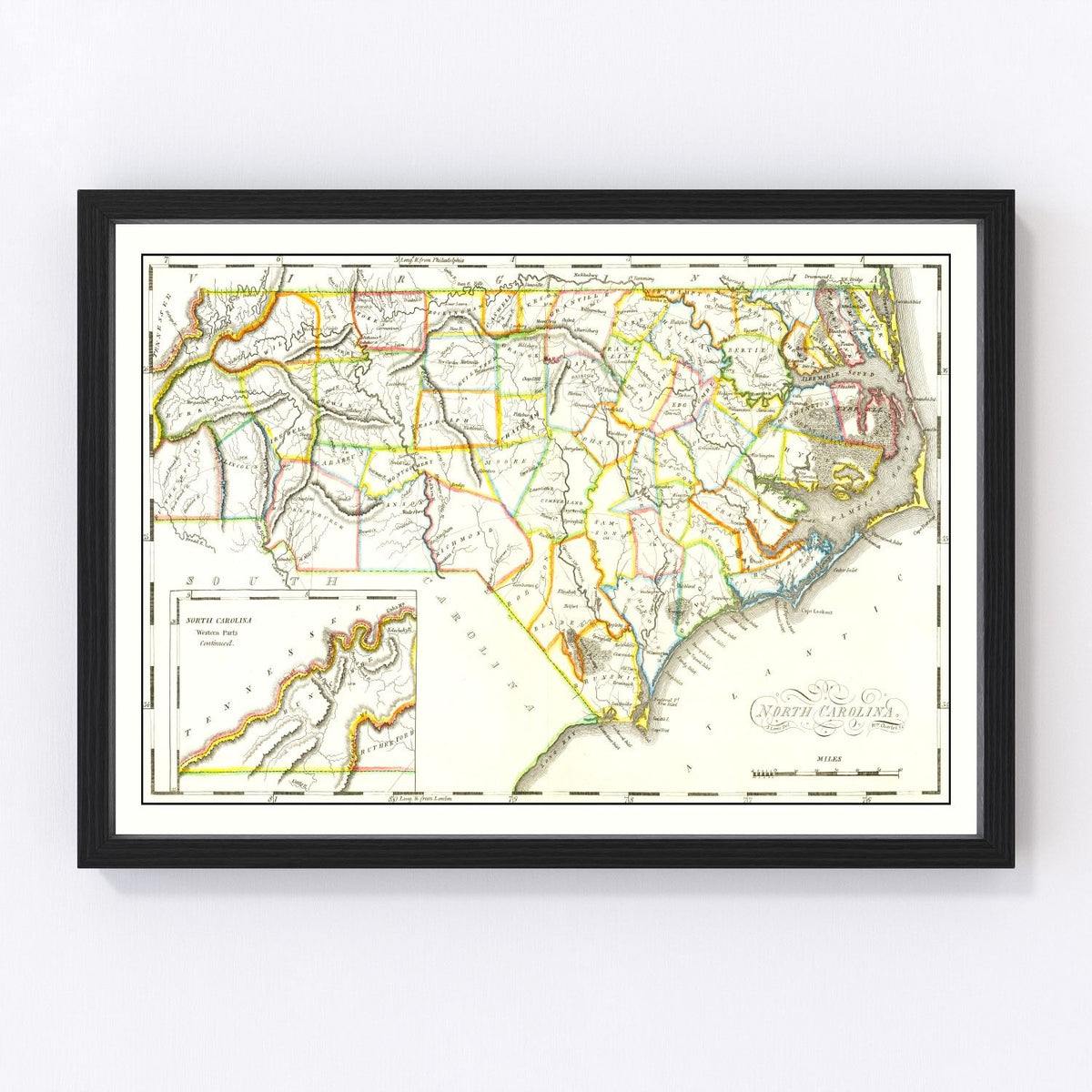 North Carolina Vintage Map 1814