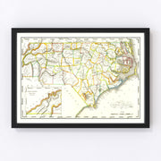 North Carolina Vintage Map 1814