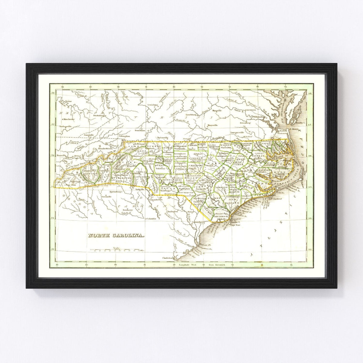 North Carolina Vintage Map 1835