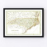 North Carolina Vintage Map 1835