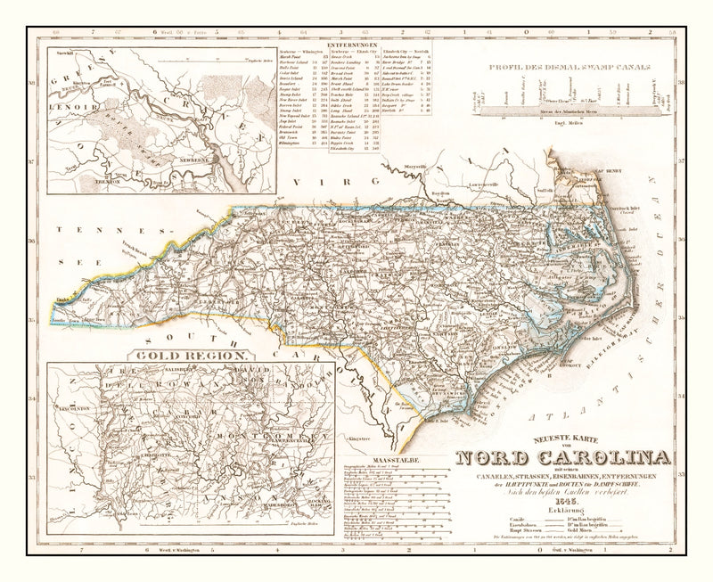 Size comparison using Vintage Map of North Carolina 1845