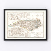 North Carolina Vintage Map 1845