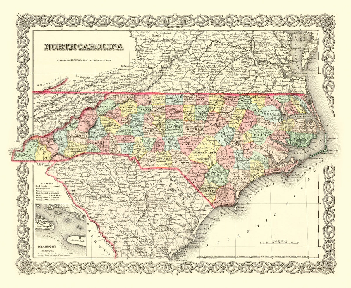 Preview of Vintage Map of North Carolina 1856