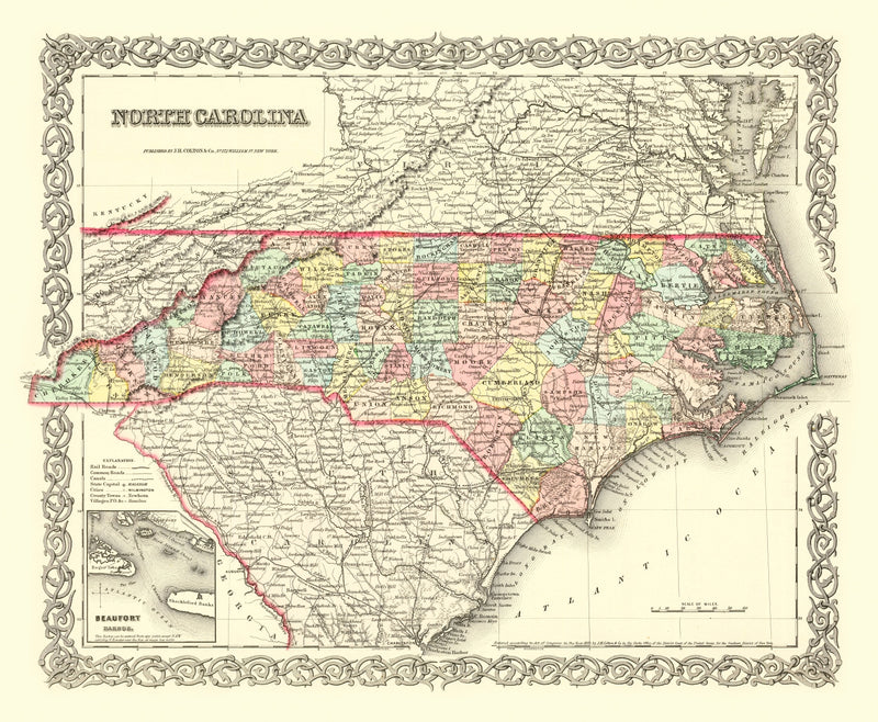 Size comparison using Vintage Map of North Carolina 1856