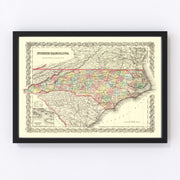 North Carolina Vintage Map 1856