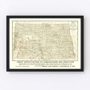 North Dakota Vintage Map 1902