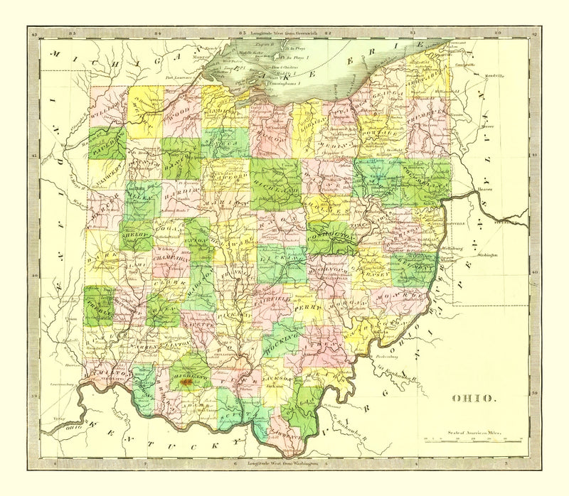 Size comparison using Vintage Map of Ohio 1836
