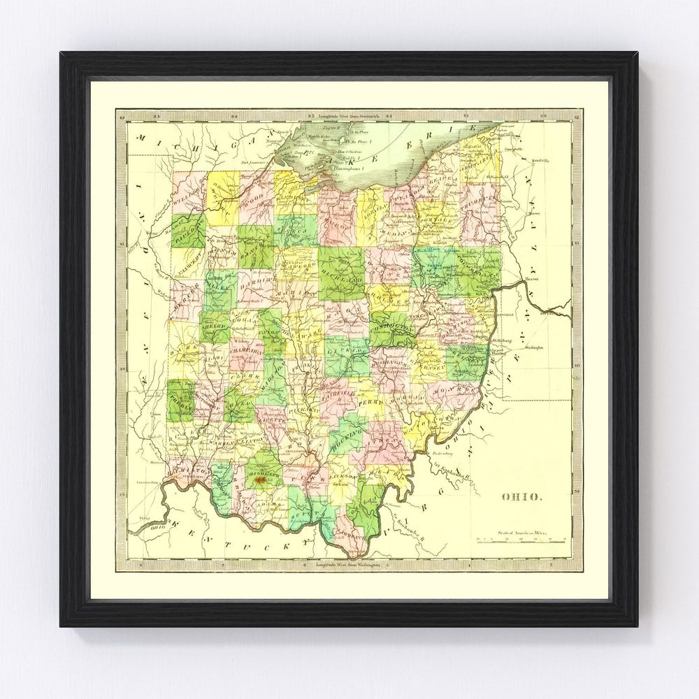 Ohio Vintage Map 1836