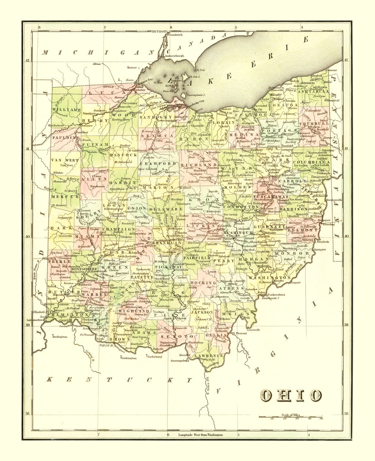 Preview of Vintage Map of Ohio 1838