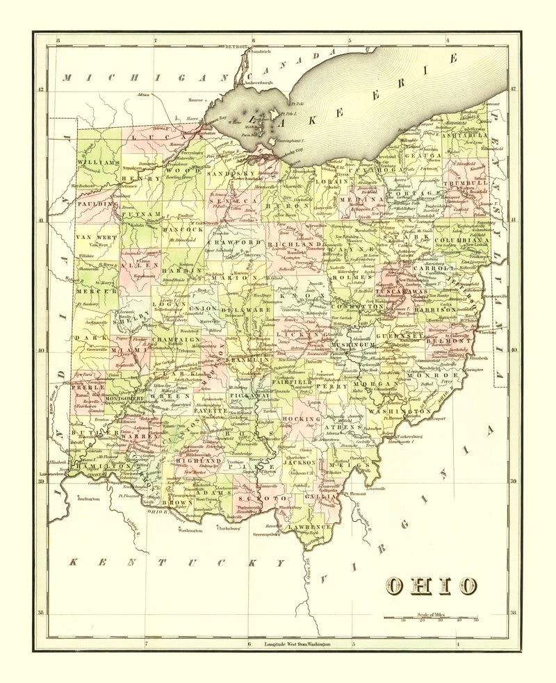 Size comparison using Vintage Map of Ohio 1838