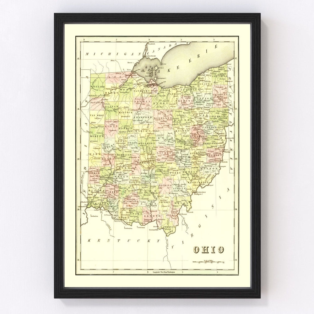 Ohio Vintage Map 1838