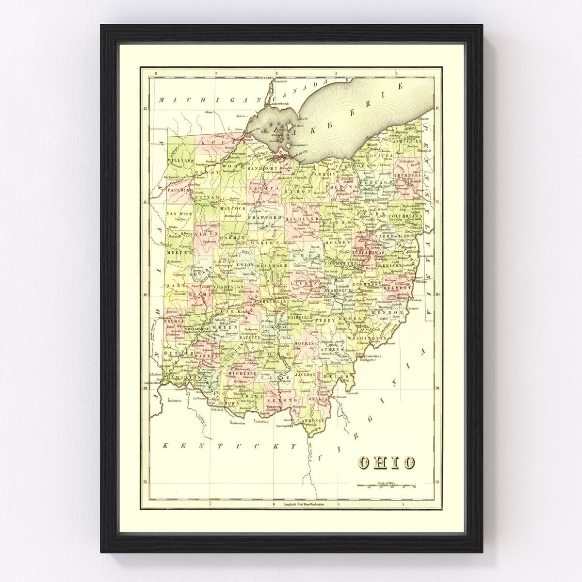 Ohio Vintage Map 1838