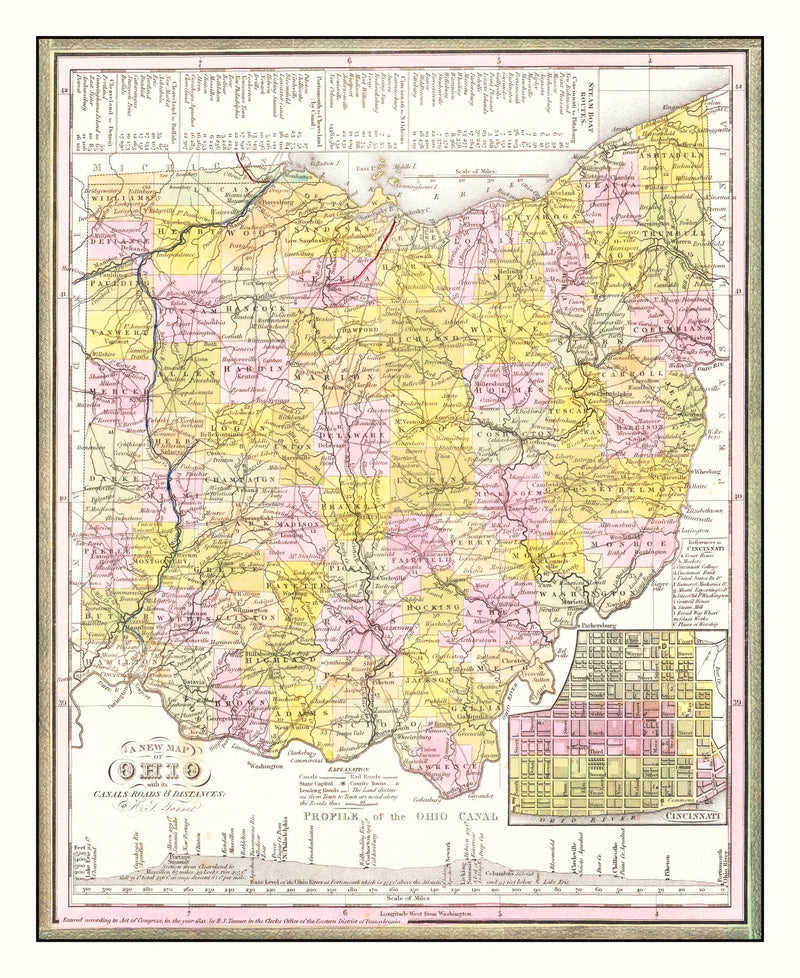 Size comparison using Vintage Map of Ohio 1844