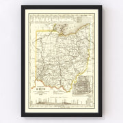 Ohio Vintage Map 1845