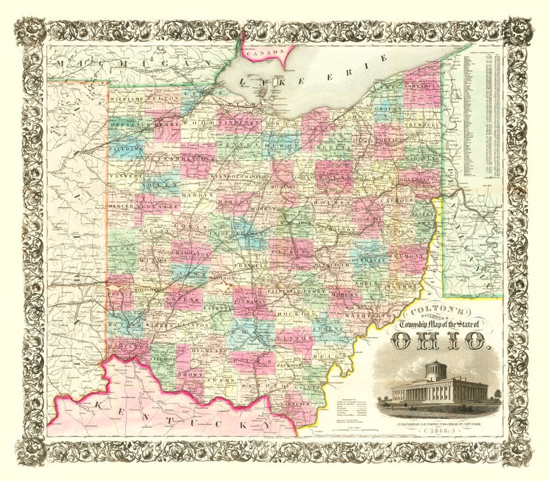 Size comparison using Vintage Railroad Map of Ohio 1852