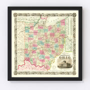 Ohio Vintage Map 1852