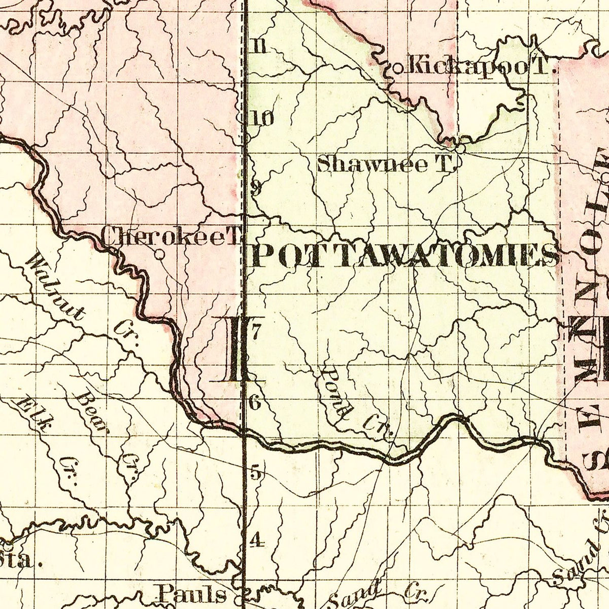 Restored historic details from the 1872 state map of County, Oklahoma