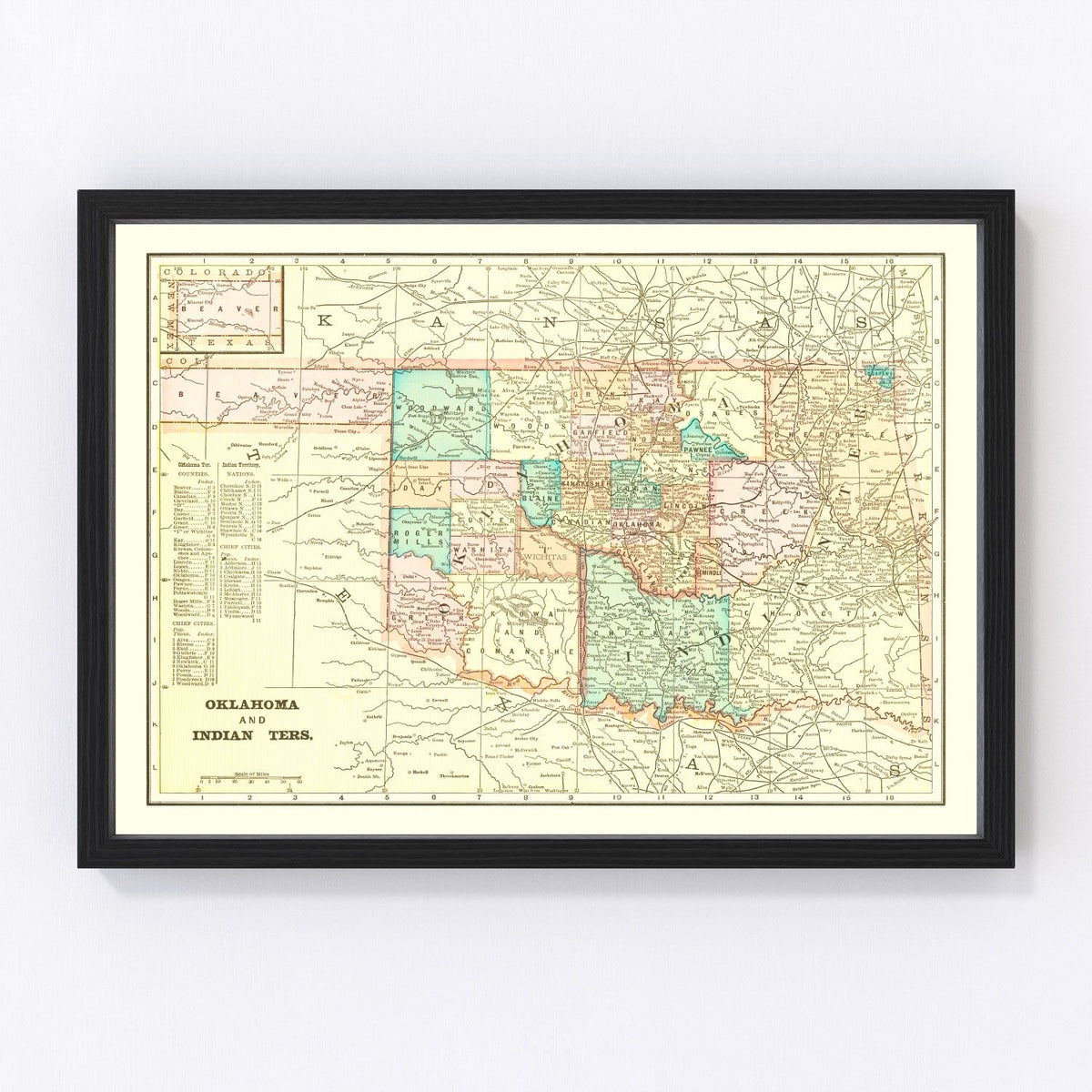 Oklahoma Vintage Map 1899