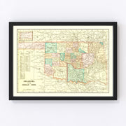 Oklahoma Vintage Map 1899