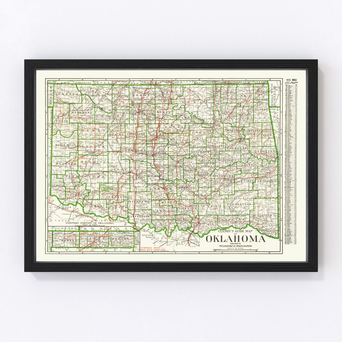 Oklahoma Vintage Map 1915