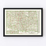 Oklahoma Vintage Map 1915