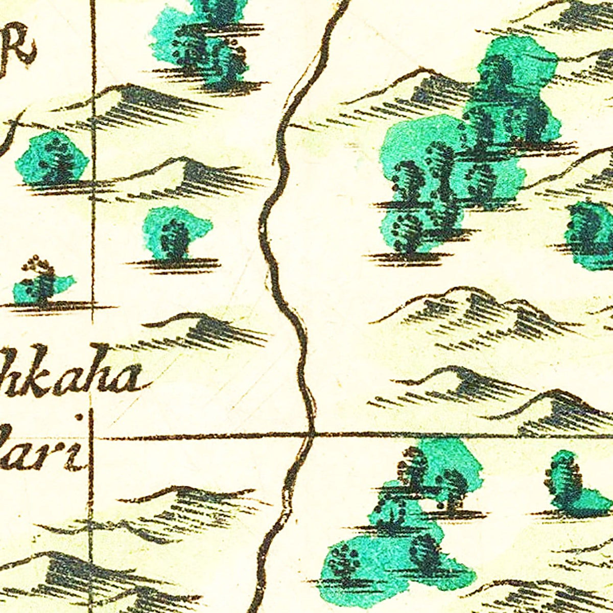 Restored historic details from the 1690 state map of County, Pennsylvania