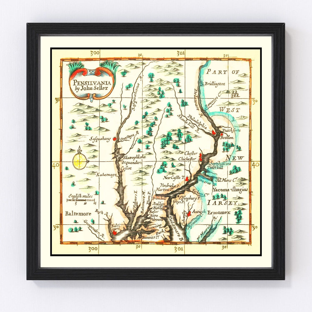 Pennsylvania Vintage Map 1690