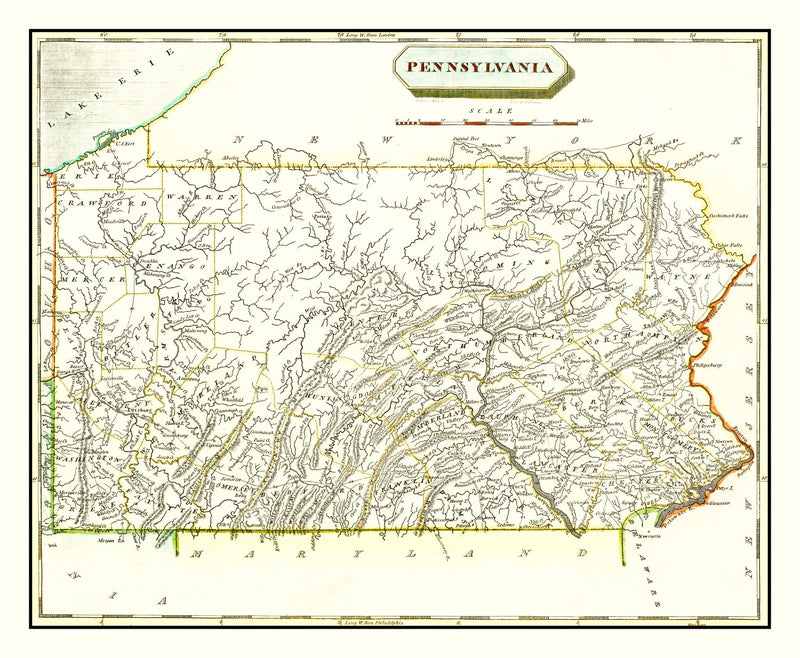 Size comparison using Vintage Map of Pennsylvania 1804