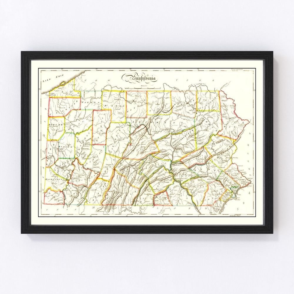 Pennsylvania Vintage Map 1814