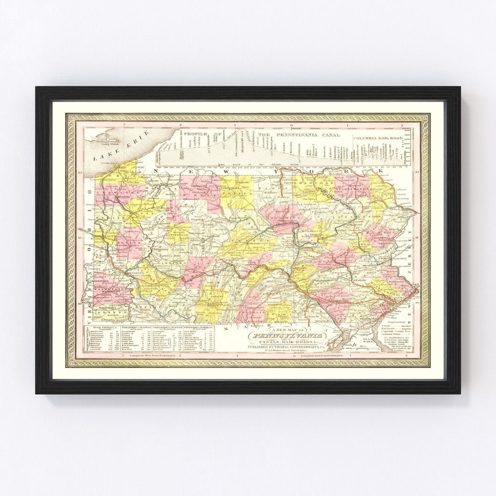 Pennsylvania Vintage Map 1850