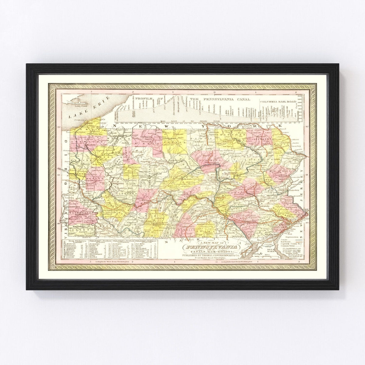 Pennsylvania Vintage Map 1850