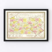 Pennsylvania Vintage Map 1850