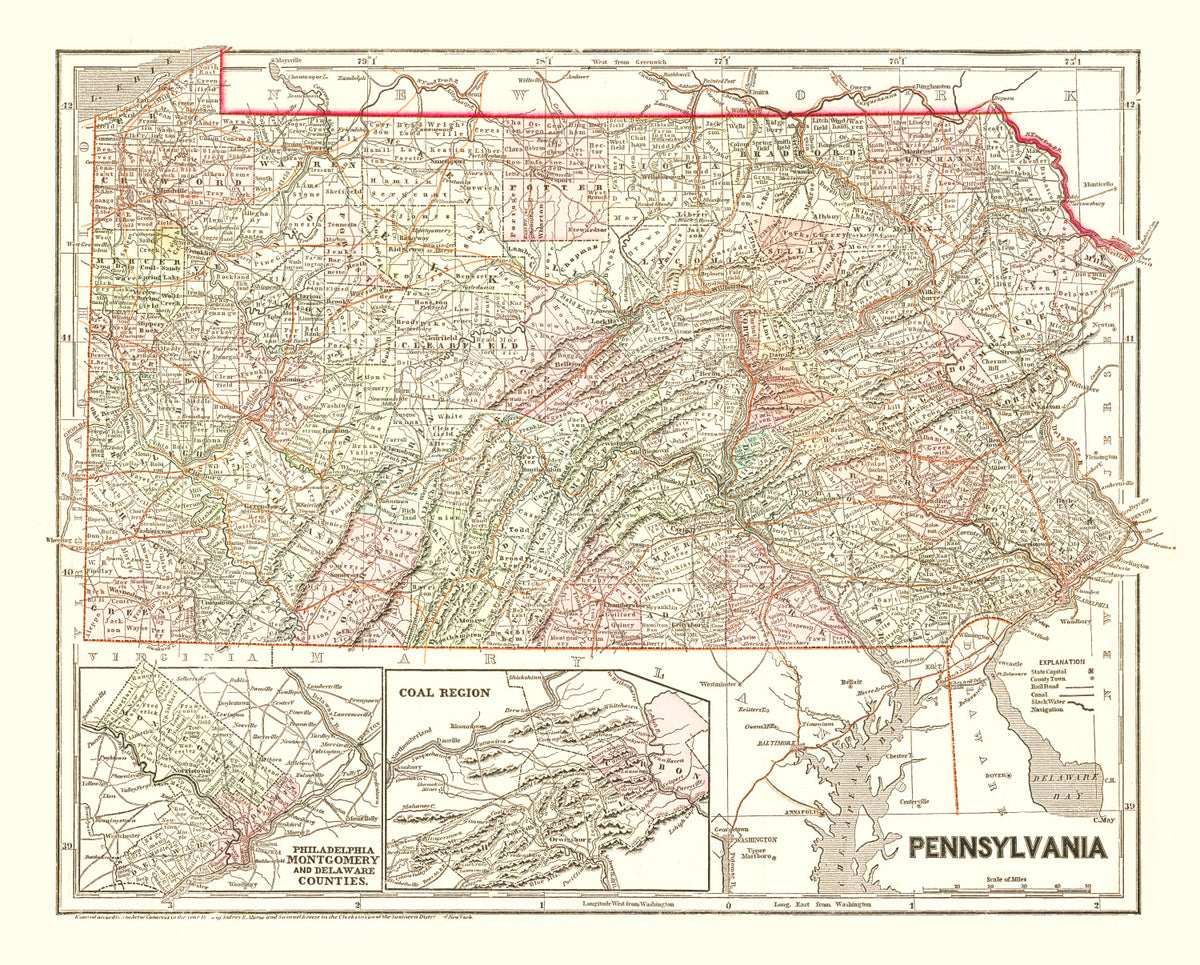 Preview of Vintage Map of Pennsylvania 1856