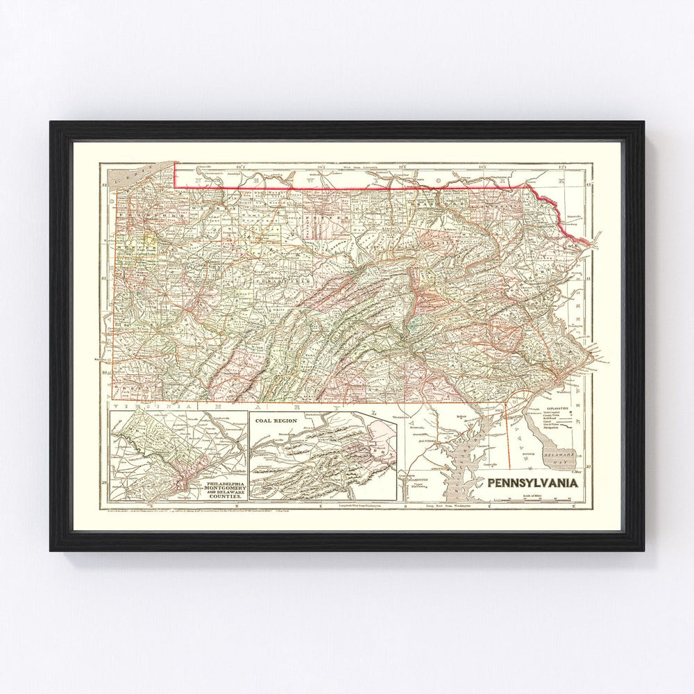 Pennsylvania Vintage Map 1856