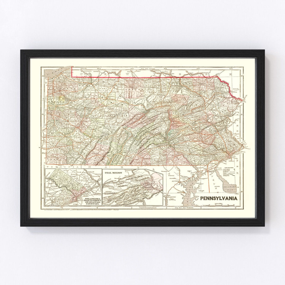 Pennsylvania Vintage Map 1856