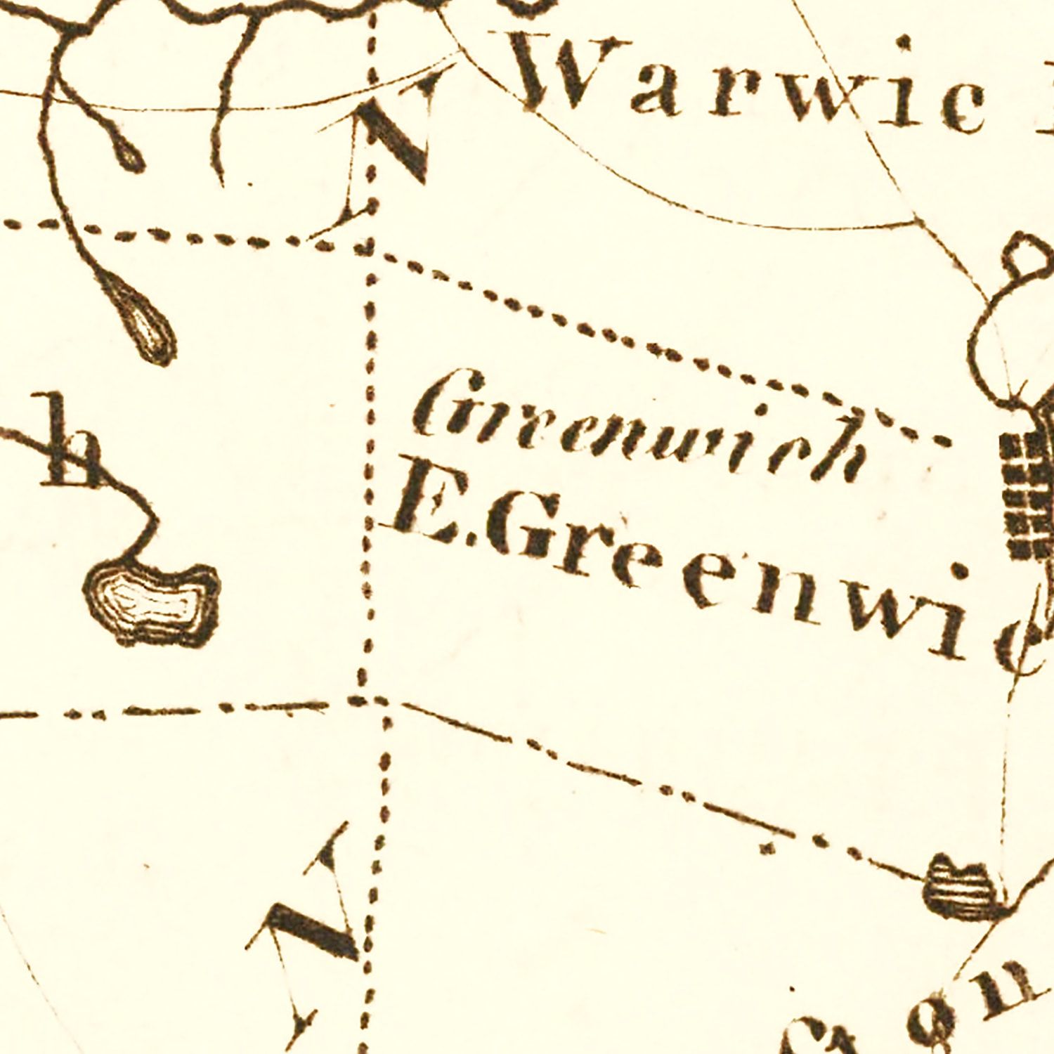 Restored historic details from the 1795 state map of County, Rhode Island